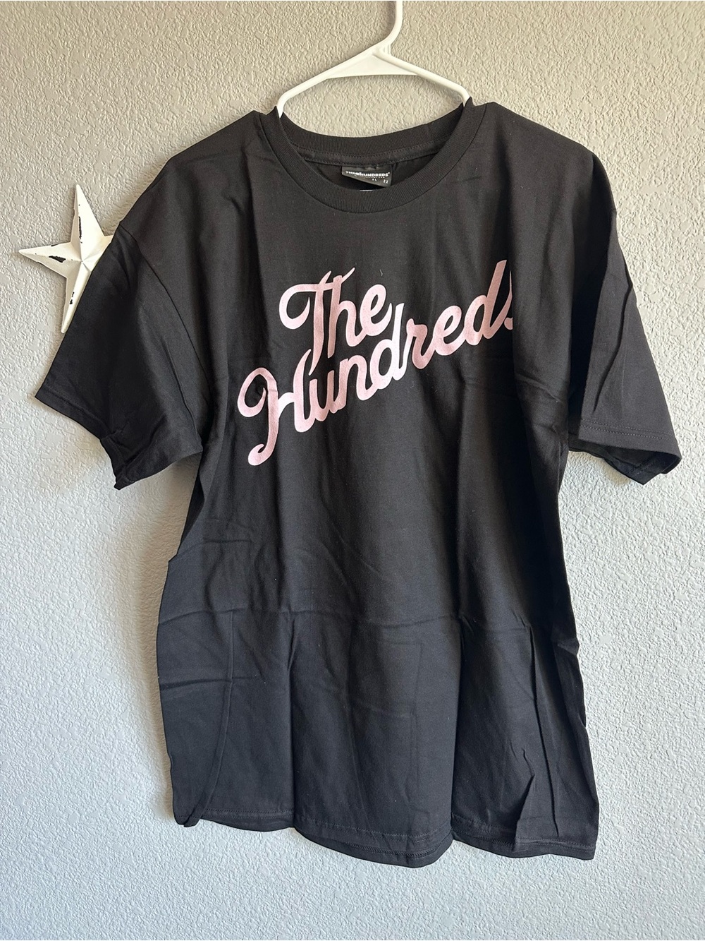 The Hundreds Black Tee with Pink Script Logo